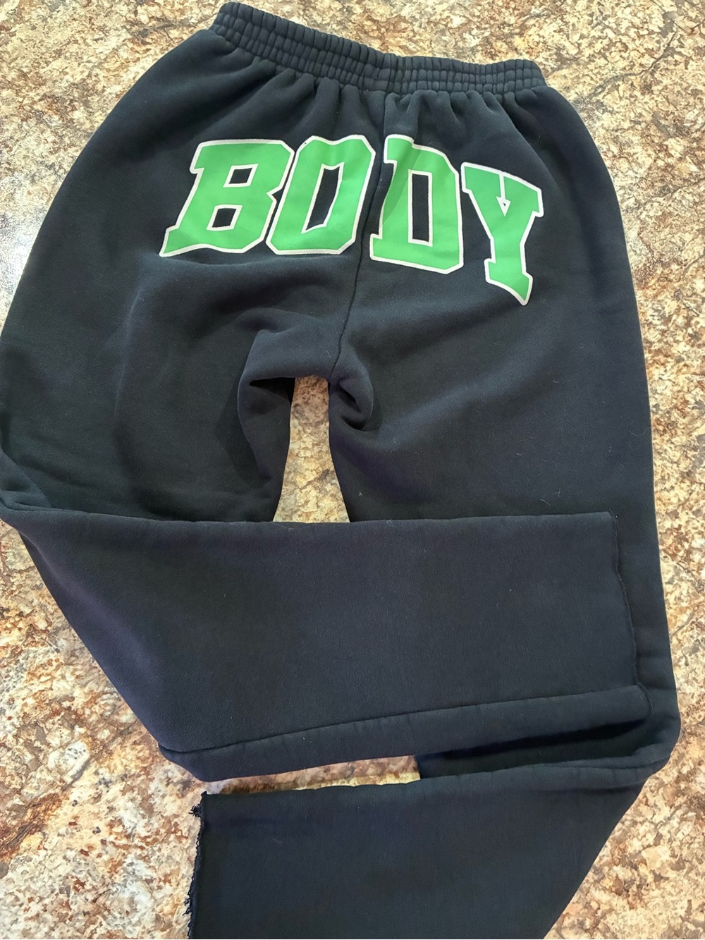 BODY by Raven Black Sweatpants with Green 'BODY' Graphic